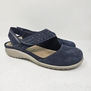 NAOT Shoe W 36 5-5.5 Kapua Stone Nubuck Leather Slingback Mary Jane Blue